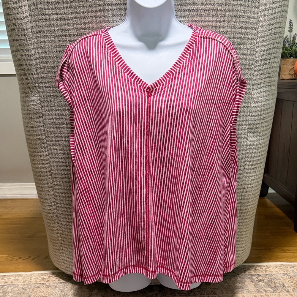 Westbound Red and White Striped Blouse